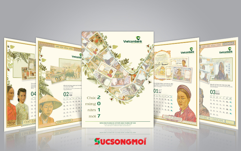 Mẫu lịch thiết kế riêng của Vietcombank